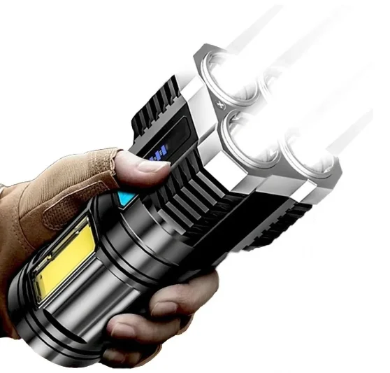 Lanterna LED 4 Núcleos Recarregável USB à Prova d'Água - Imagem 2